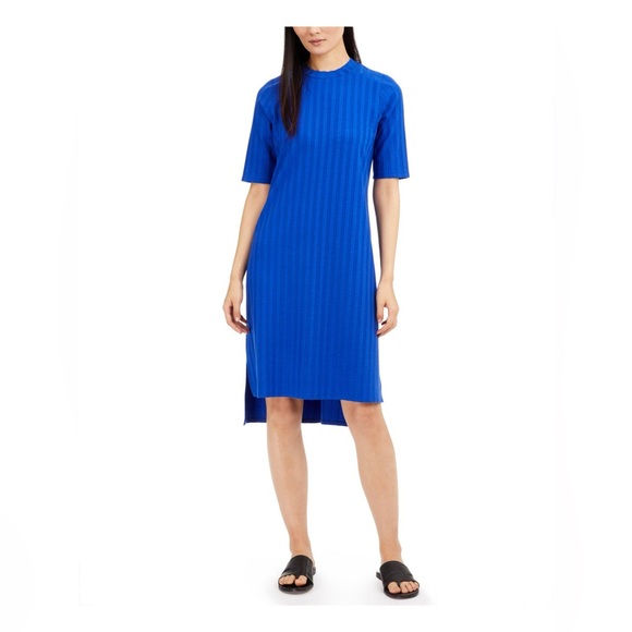 Eileen‎ Fisher Ribbed Mock Neck Knit High Low Dress Sz Medium Petite